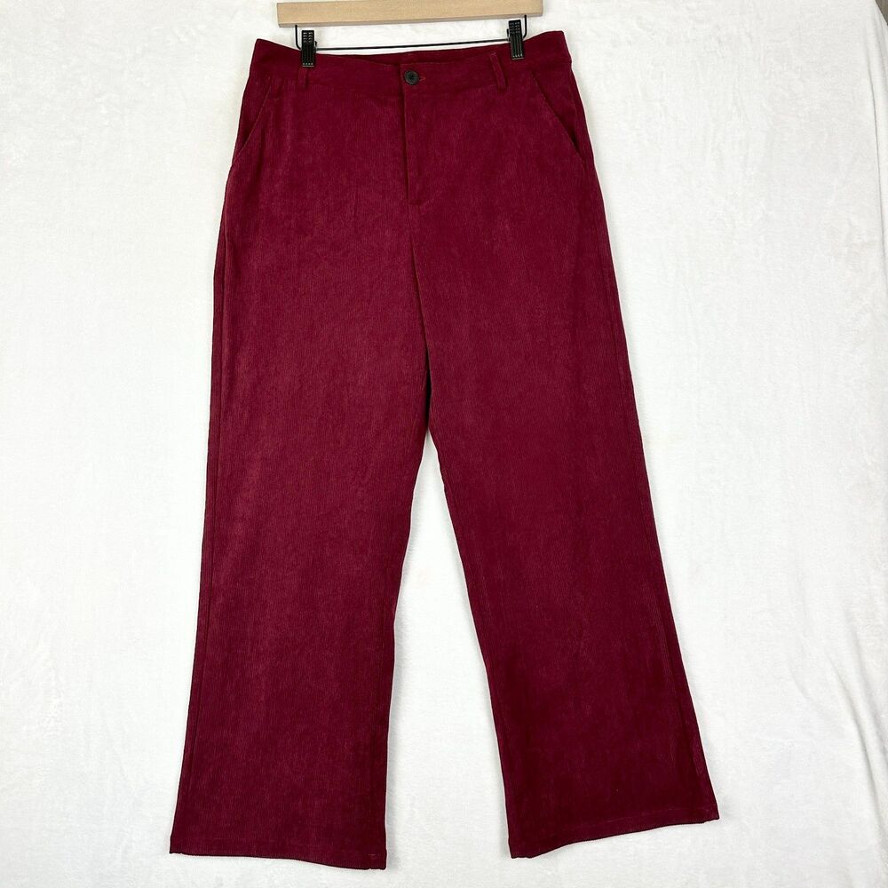 Cider Corduroy Wide Leg Pants Size XL NWT High Rise Wine Office Siren